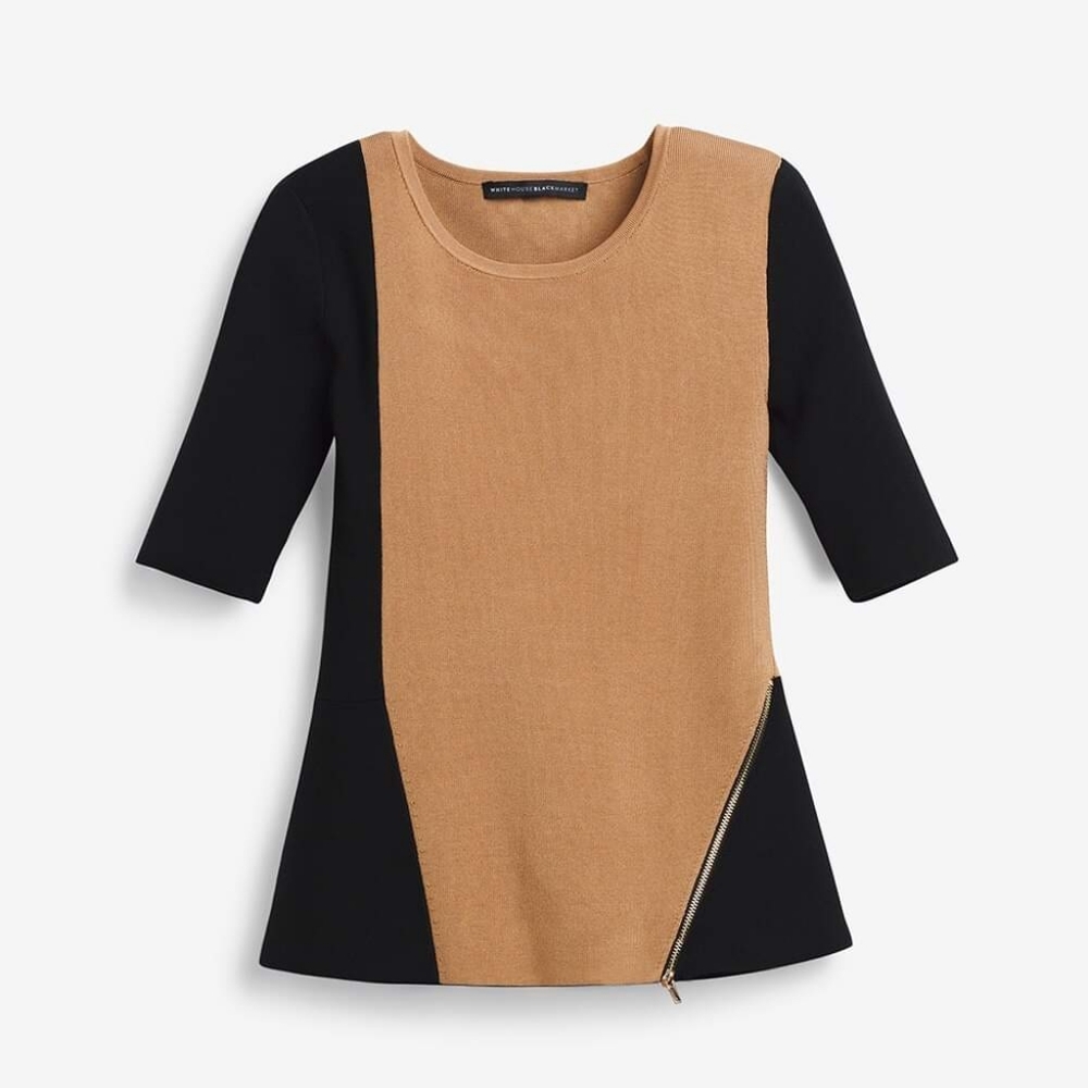 WHBM Zip-Detail Colorblock Top - Picture 4 of 8